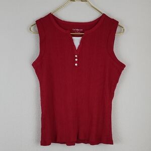 Croft & Barrow Ribbed Red Tank Top Size Large